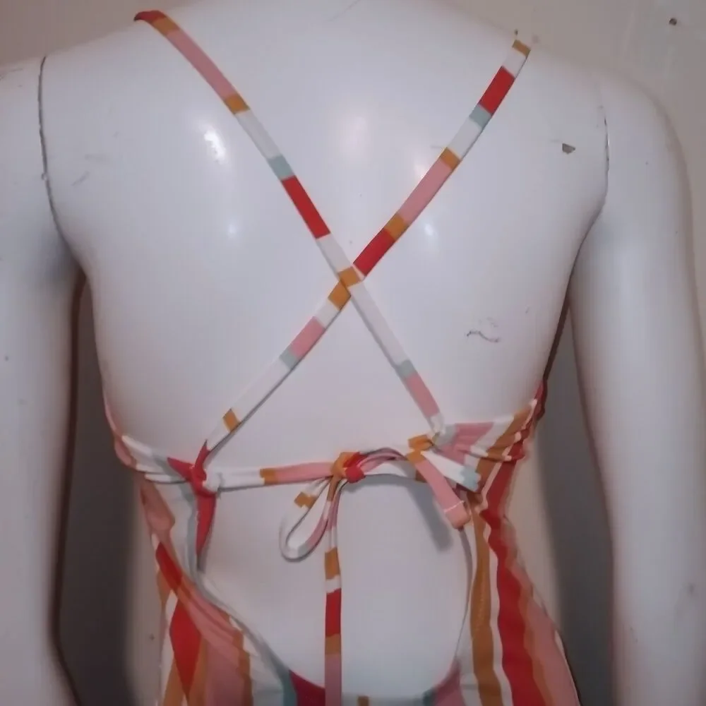Kona Sol Square Neck One Piece Swimsuit-Large-Lined-Adjustable-Shirring-NWOT